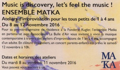 Fondation Nestlé pour l’Art – Music is discovery, let’s feel the music! / Music is verydisco, LET’S PLAY!, ENSEMBLE MATKA, Fonderie Kugler