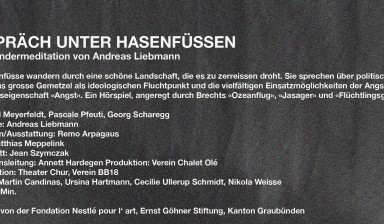 Fondation Nestlé pour l’Art – GESPRÄCH UNTER HASENFÜSSEN. Eine Wandermeditation, Andreas Liebmann, Theater Chur, Chur