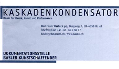 Fondation Nestlé pour l’Art – Jahresprogrammation 99/00, kaskadenkondensator, Kaskadenkondensator, Basel