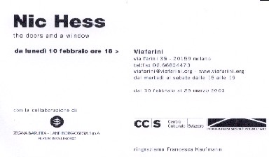 Fondation Nestlé pour l’Art – the doors and a window, Kunstverein Viafarini, Kunstverein Viafarini, Milano