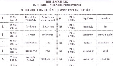 Fondation Nestlé pour l’Art – Der längste Tag, Kunsthof Zürich, Kunsthof, Zürich