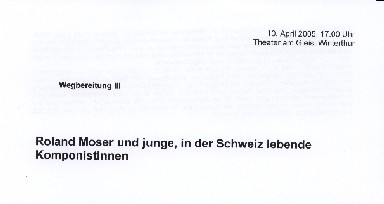 Fondation Nestlé pour l’Art – Kompositionsauftrag an Felix Profos und Jürg Lindenberg, Ensemble TaG, Neue Musik Winterthur, Theater am Gleis Winterthur