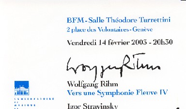 Fondation Nestlé pour l’Art – Académie d’orchestre 2003, Conservatoire de Musique de Genève, BFM-Salle Théodore Turrettini à Genève