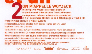 Fondation Nestlé pour l’Art – On m’appelle Woyzeck, Atelier de Travail Théâtral 2, Théâtre 2.21, Lausanne